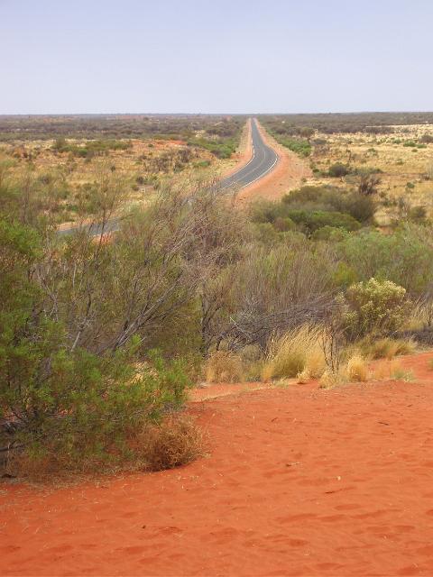 a long featureless road through the centre of australia