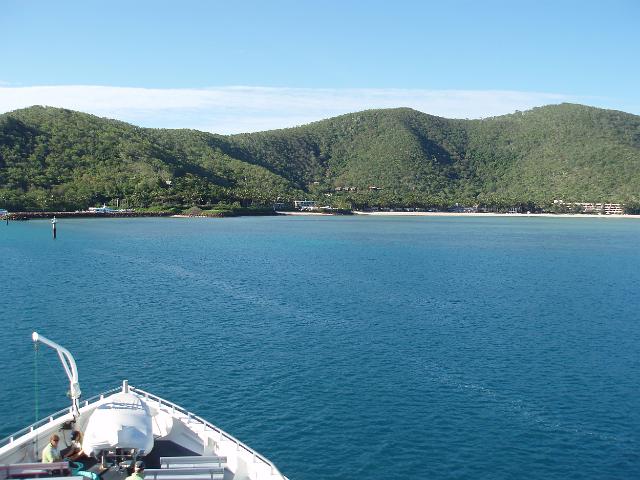 arriving at heyman island resort on a ferry