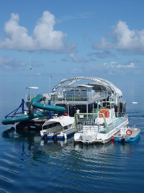 the knuckle reef pontoon on the great barrier reef, queensland, australia.