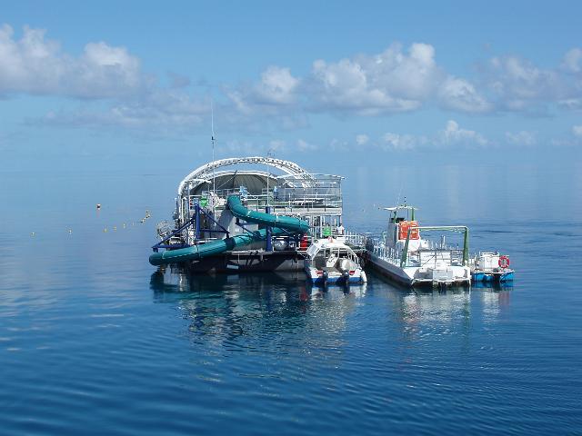 ideal way to access the barrier reef from a floating pontoon at knuckle reef, queensland, australia, - not property released