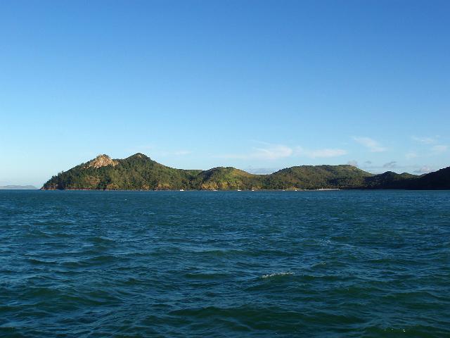 yachts moored off south molle island in the afternoon sun