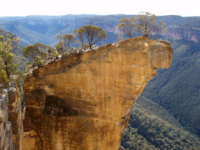 a landscape view of the hanging rock formation in the Grose Valley