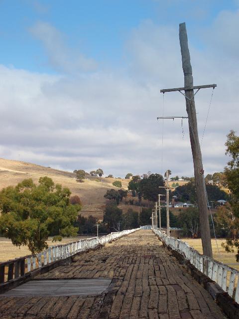 a view along the old wooden prince alfred road bridge, gundagai, NSW