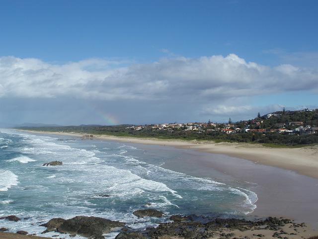a rainbow over lighthouse beach, port macquarie, NSW