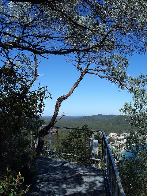 raised metal walkways affording spectacular views of shoal bay on the tomaree head walk