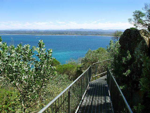 metal walkways along the climb up tomaree head, shoal bay, port stephens