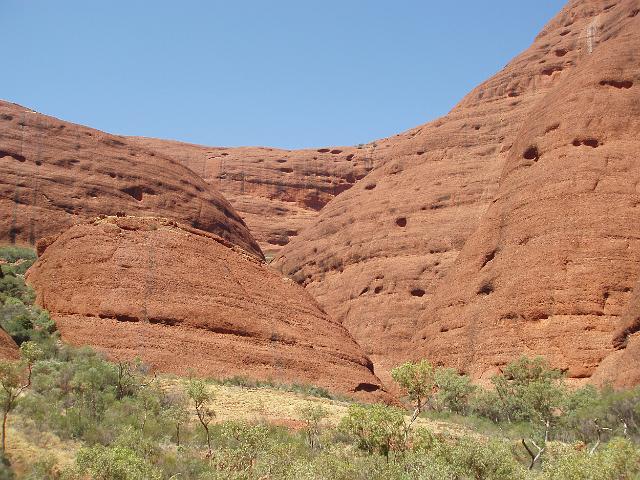 impressive red sandstone conglomerate cliffs of kata tjuta