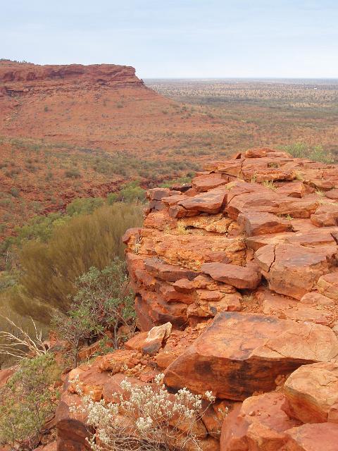 crazed sandstone rocks on a high lookout over kings canyon, NT, Australia