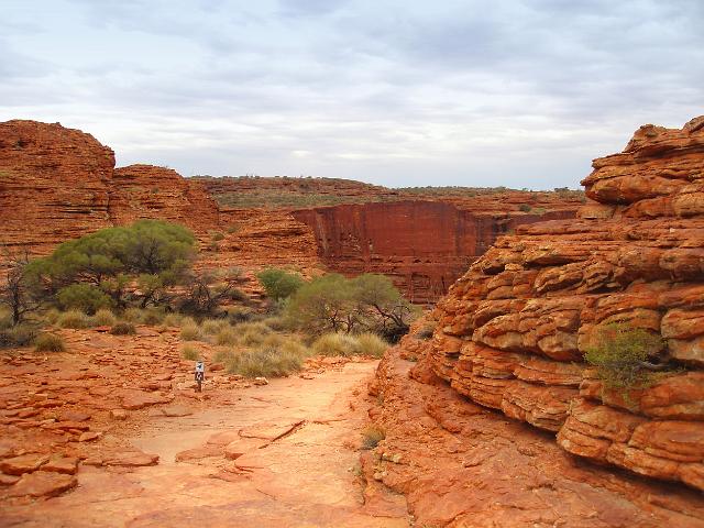 eroded sandstone domes known as the lost city near kings canyon looking out onto a sheer rock cliff