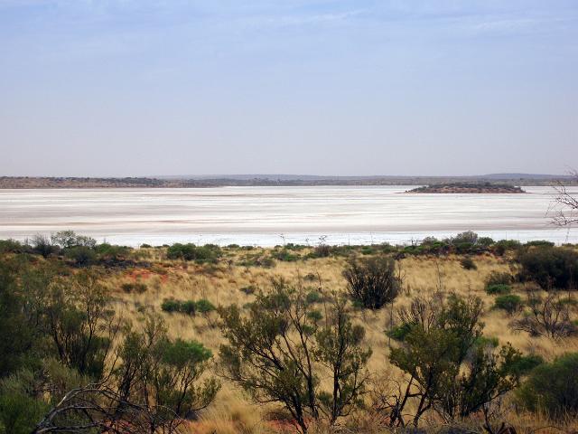 a salty crust formed in a dry desert lake bed