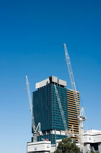 The construction of modern office blocks and apartments in the city of Brisbane, Australia.
