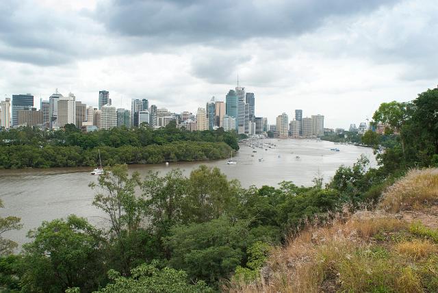 Kangaroo Point view of Brisbane CBD looking up the Brisbane River to the highrise buildings on the skyline