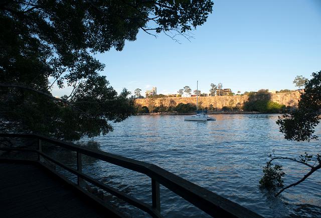 Kangaroo Point cliffs, Brisbane viewed from the boardwalk on the banks of the Brisbane River