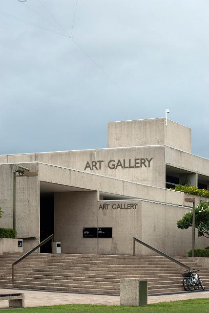 Exterior facade of the modern architecture of the Queensland Art Gallery, Brisbane, Australia