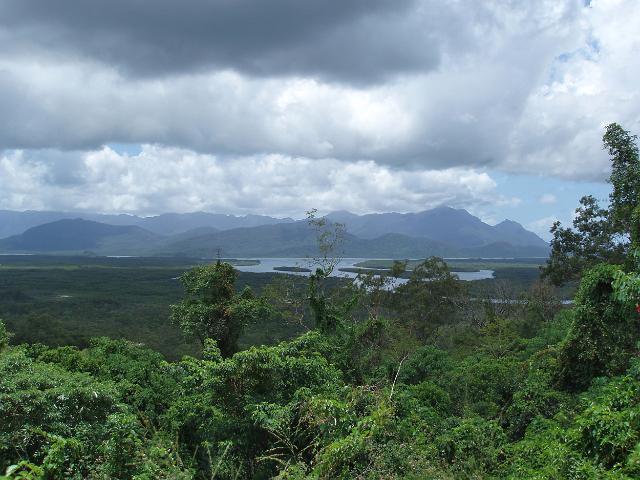 a view of hinchinbrook island from a lookout on the mainland