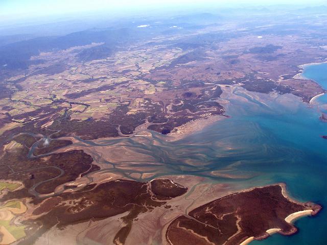 an aerial view of st helens beach and the murray river estuary