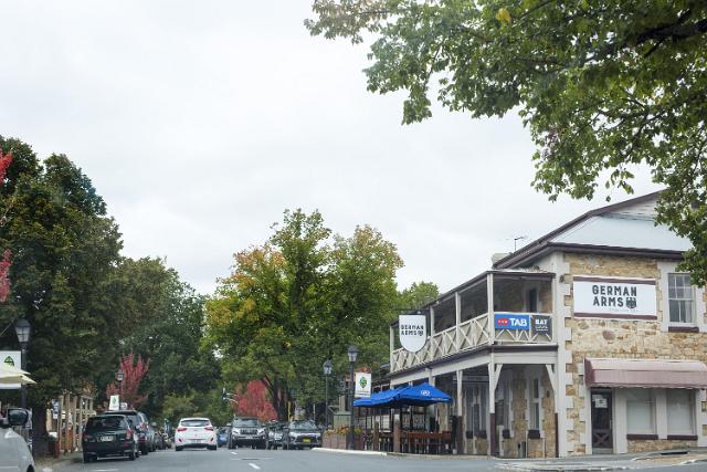 The German Arms Hotel in a leafy green street in Hahndorf, South Australia, s small town populated by Lutheran migrants