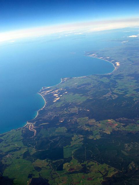 an aerial view of tasmanas north coast on the bass straight