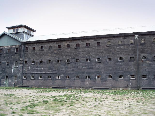 barred windows of old melbourne gaol, victoria, australia