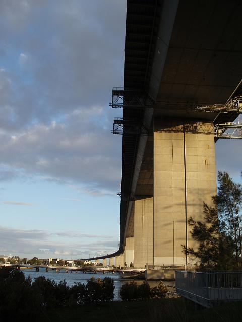 a view of the underside of the westgate bridge, melbourne